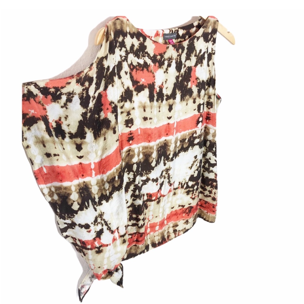 Vince Camuto Orange Tie Dye Asymmetrical Blouse